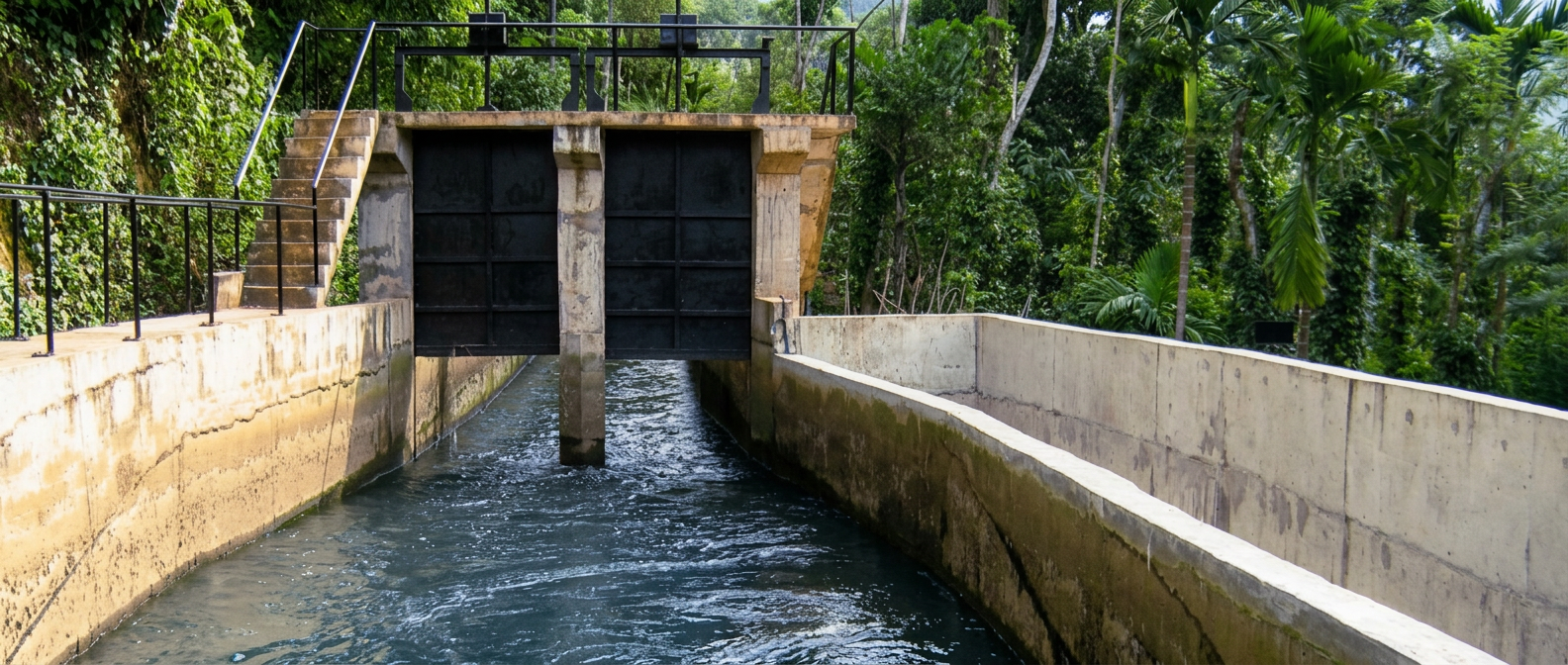 Water channel at a Sri Lankan hydropower facility
